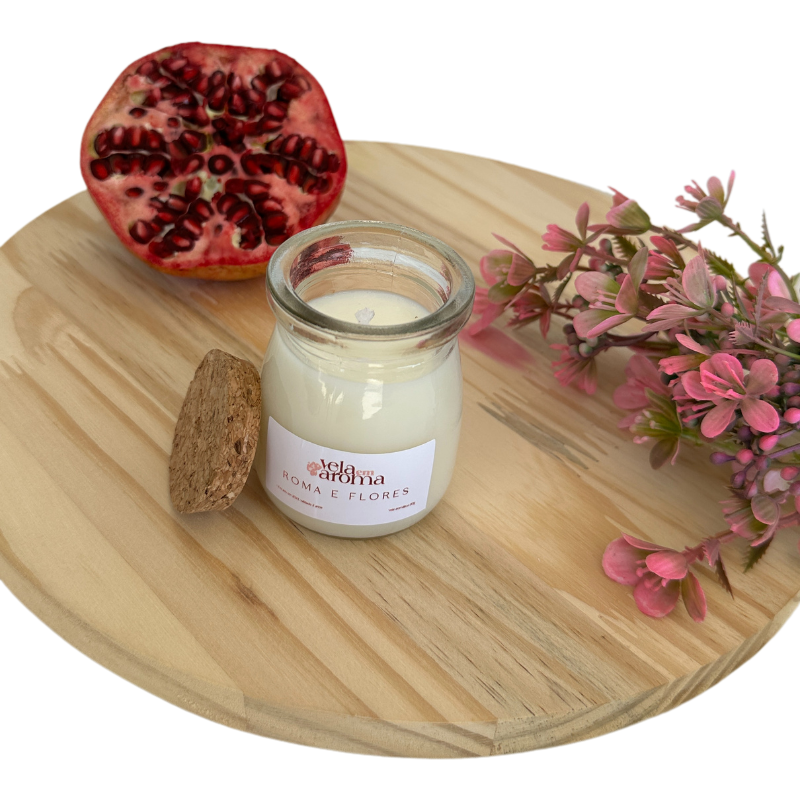 Vela Aromática Romã e Flores de 80 Gramas - Leiterinha