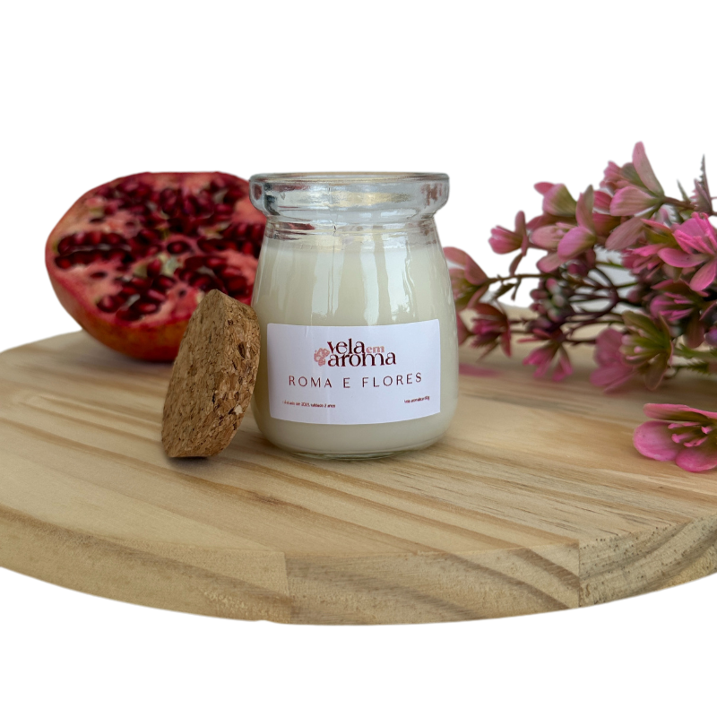 Vela Aromática Romã e Flores de 80 Gramas - Leiterinha