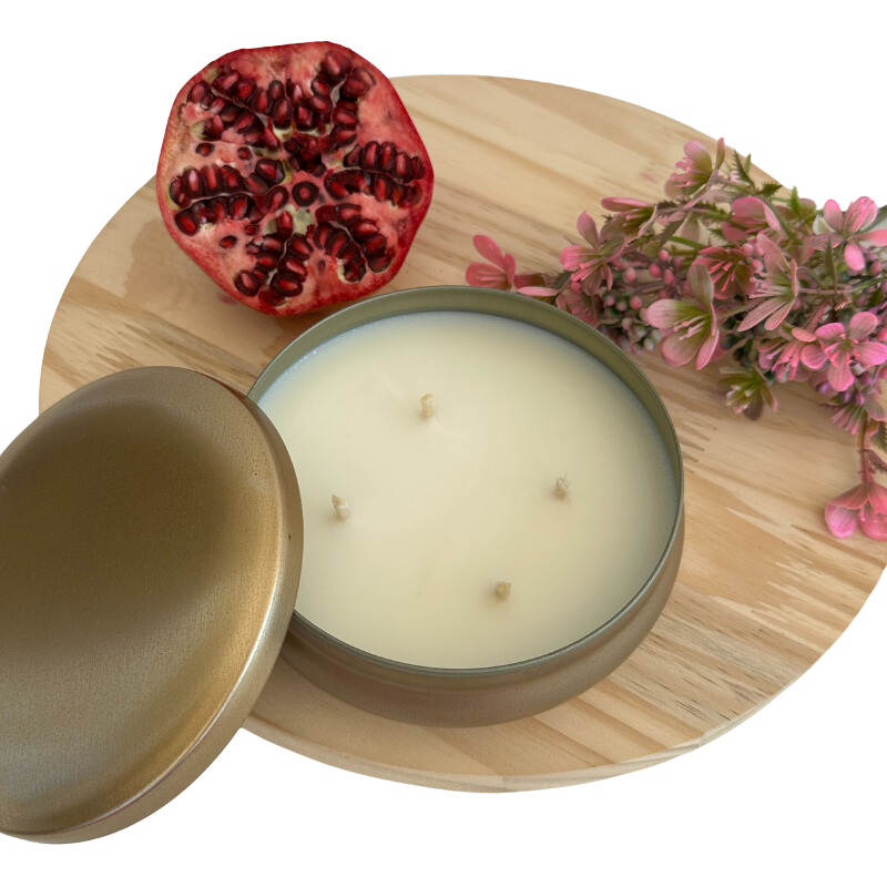 Vela Aromática Romã e Flores em Lata 300 Gramas