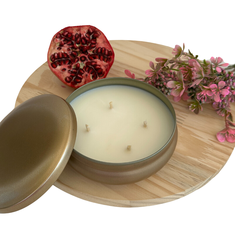 Vela Aromática Romã e Flores em Lata 300 Gramas