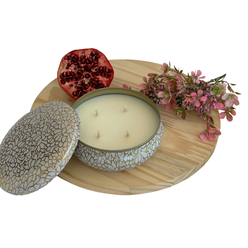 Vela Aromática Romã e Flores em Lata 300 Gramas