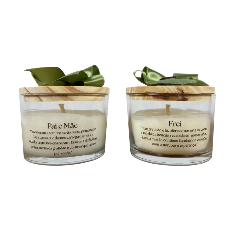 Vela Aromática de 80 Gramas em Copo com tampa de Madeira - Lembrancinhas Convite de Casamento