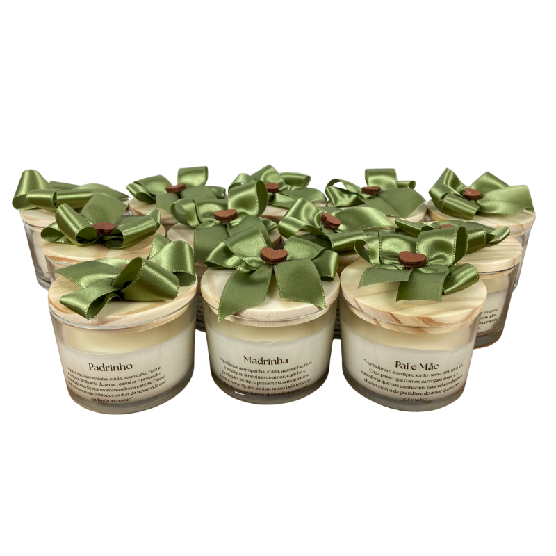 Vela Aromática de 80 Gramas em Copo com tampa de Madeira - Lembrancinhas Convite de Casamento