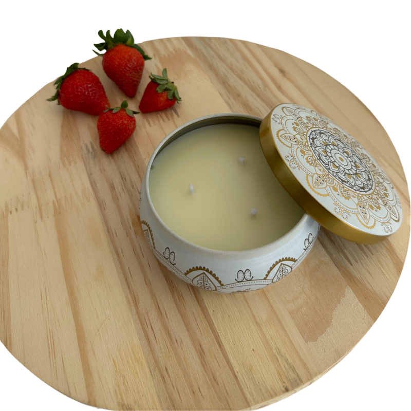 Vela Aromática Morango e Framboesa em Lata 200 Gramas