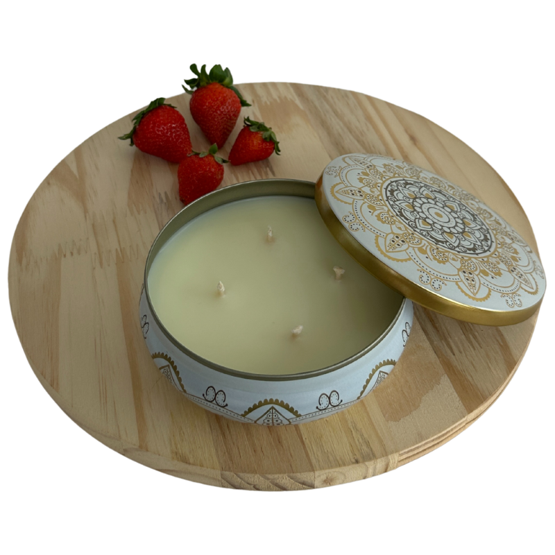 Vela Aromática Morango e Framboesa em Lata 300 Gramas
