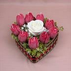 Arranjo Aromático Coração com Rosas 160 Gramas