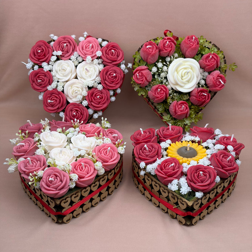 Arranjo Aromático Coração com Rosas 160 Gramas