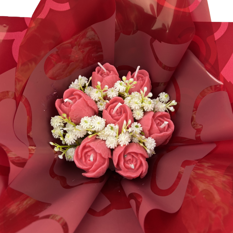 Buquê de Velas Aromáticas em Formato de Rosa 100 Gramas – Presente Decorativo Romântico