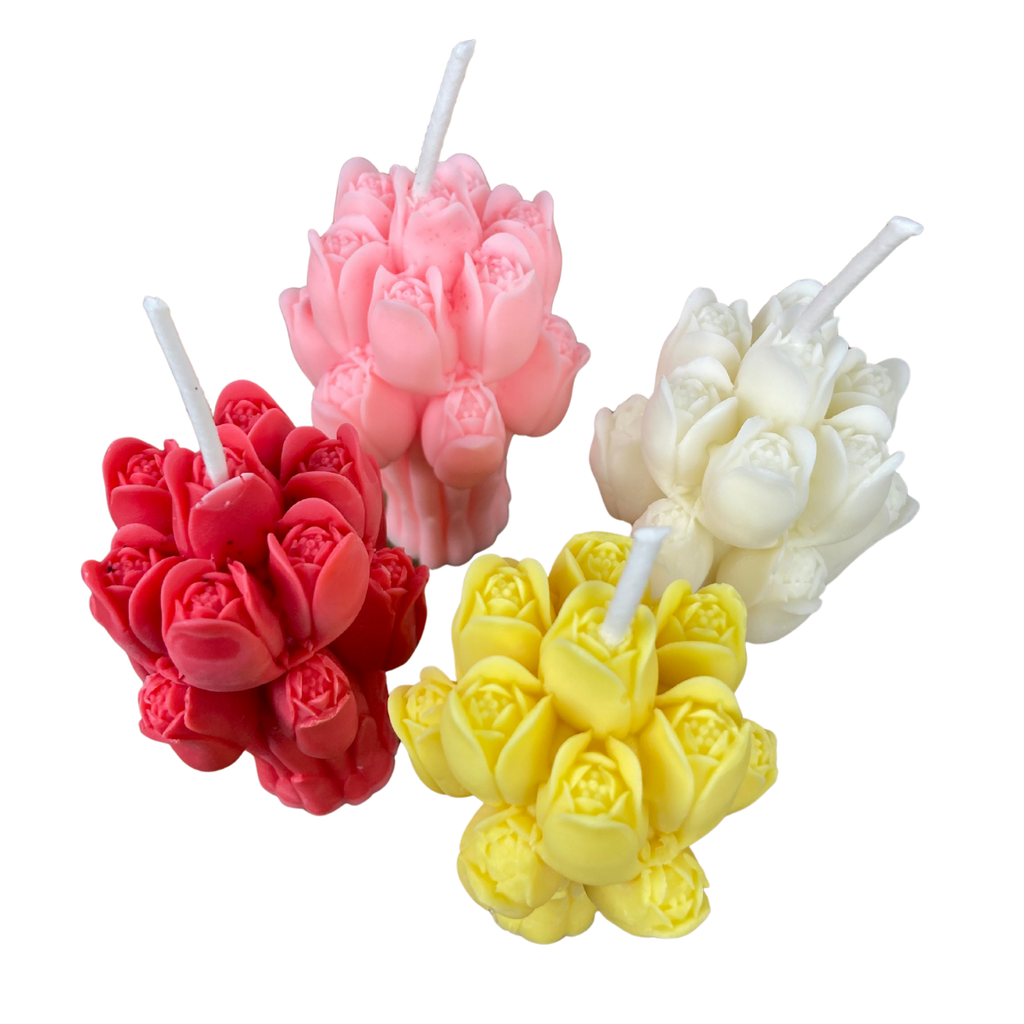 Vela Aromática Desmoldada Buquê de Tulipas 70 Gramas