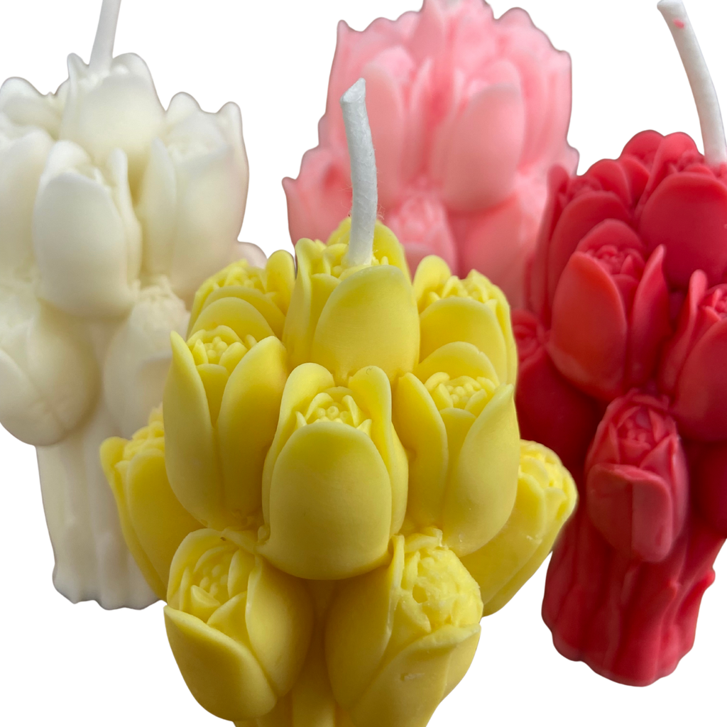 Vela Aromática Desmoldada Buquê de Tulipas 70 Gramas