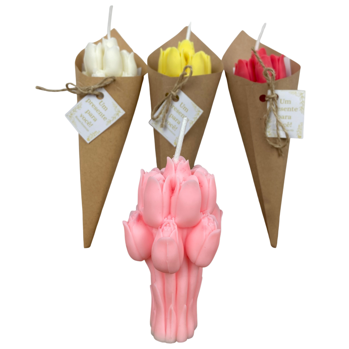 Vela Aromática Desmoldada Buquê de Tulipas 70 Gramas