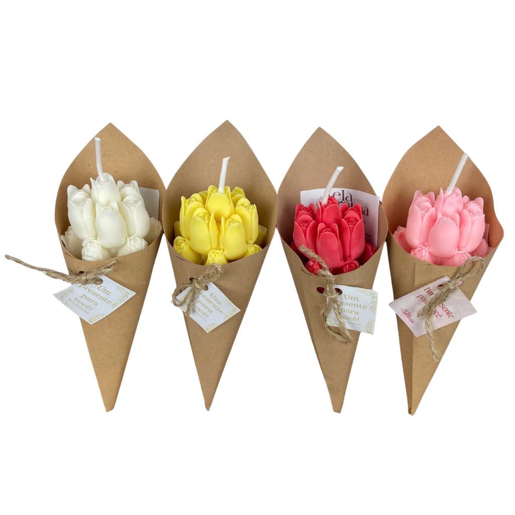 Vela Aromática Desmoldada Buquê de Tulipas 70 Gramas