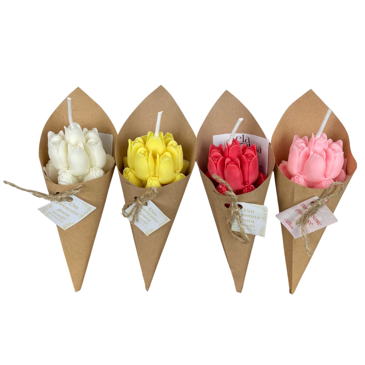 Vela Aromática Desmoldada Buquê de Tulipas 70 Gramas