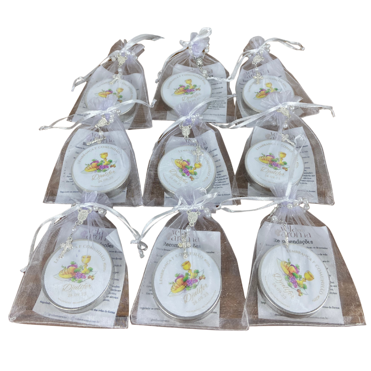 Vela Aromática Lata 20g - Personalizada Primeira Comunhão