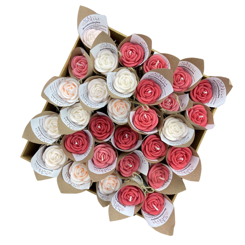 Vela Aromática Flor Mini Rosa 20 Gramas