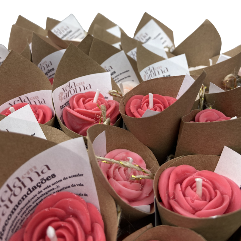 Vela Aromática Flor Mini Rosa 20 Gramas