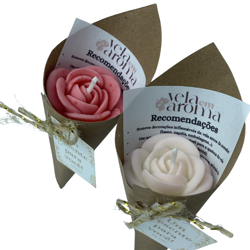 Vela Aromática Flor Mini Rosa 20 Gramas