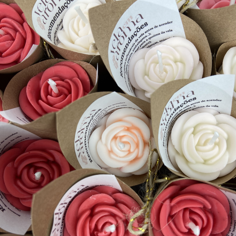Vela Aromática Flor Mini Rosa 20 Gramas