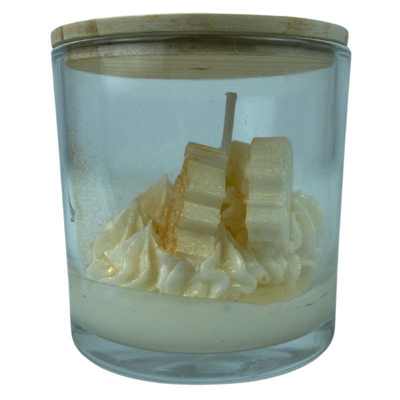 Vela Aromática Natalina em Copo com tampa de Madeira 80g