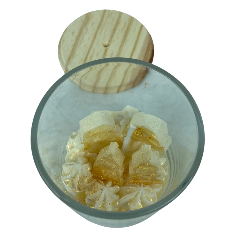 Vela Aromática Natalina em Copo com tampa de Madeira 80g