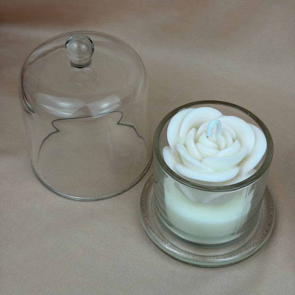 Vela Aromática Rosa em Cúpula de Vidro 100 Gramas