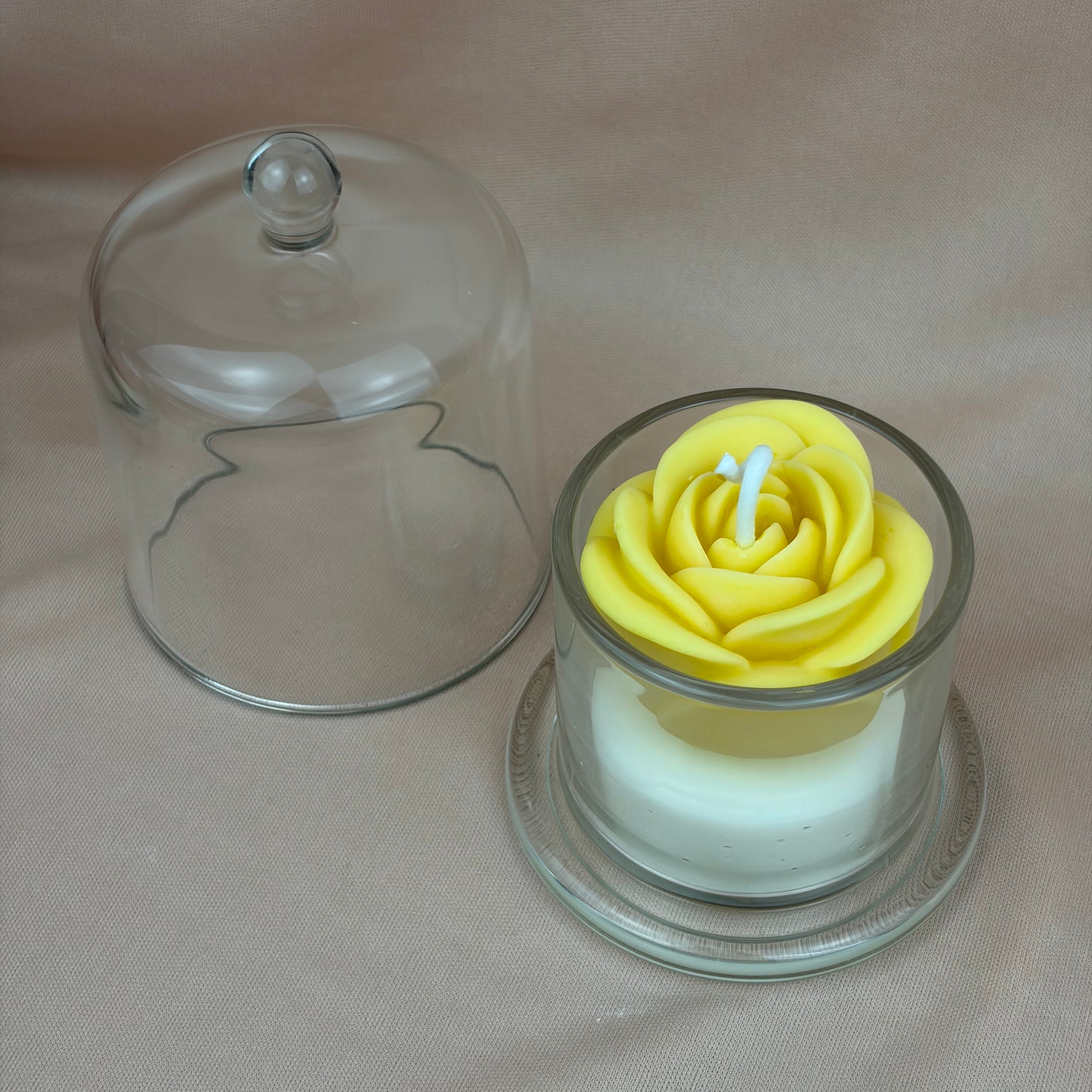 Vela Aromática Rosa em Cúpula de Vidro 100 Gramas