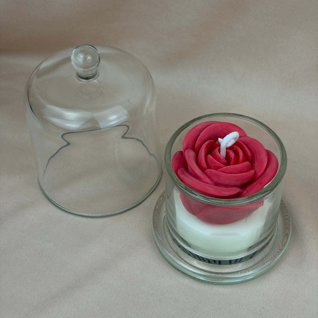 Vela Aromática Rosa em Cúpula de Vidro 100 Gramas