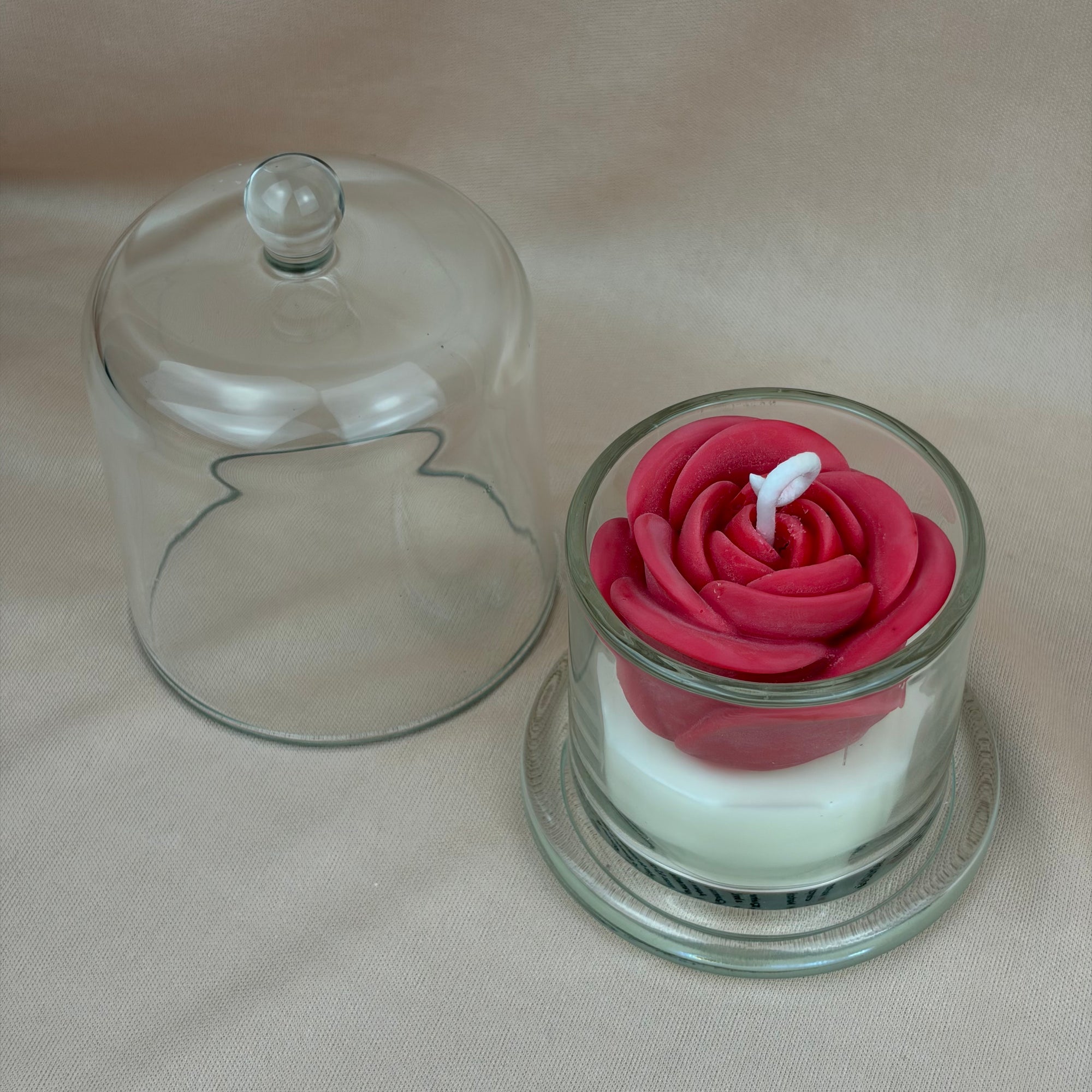 Vela Aromática Rosa em Cúpula de Vidro 100 Gramas