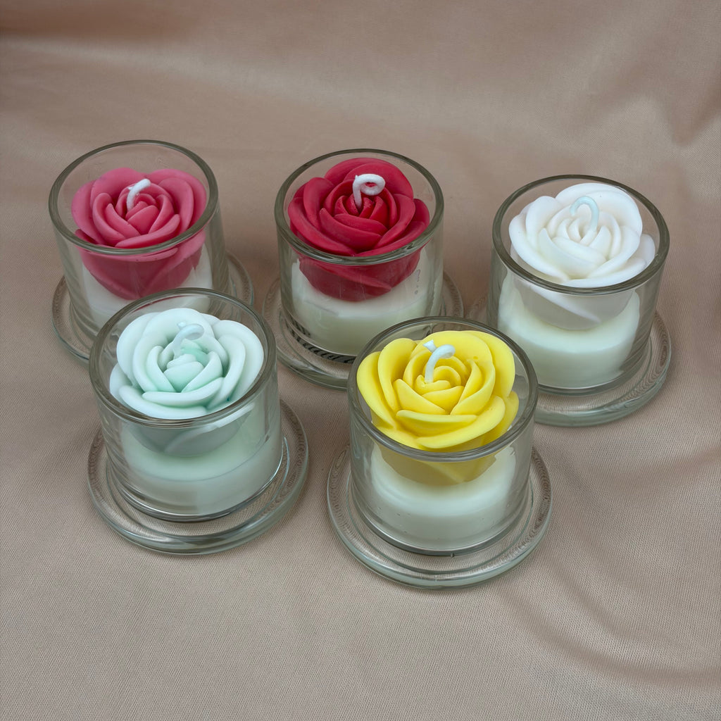 Vela Aromática Rosa em Cúpula de Vidro 100 Gramas