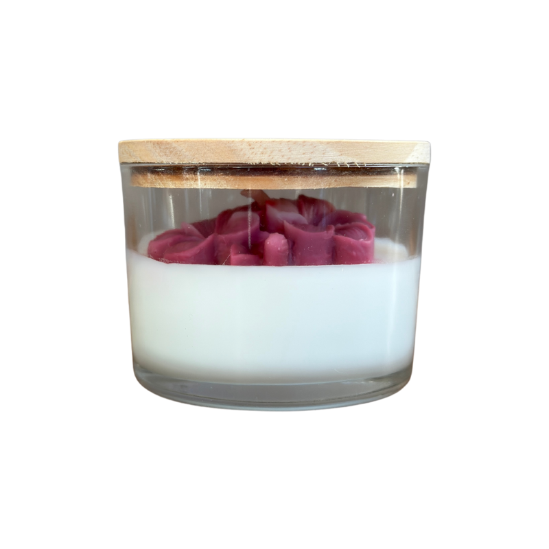 Vela Aromática de 80 Gramas em Copo com tampa de Madeira - Flor Hortência