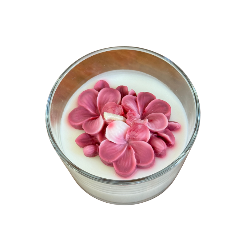 Vela Aromática de 80 Gramas em Copo com tampa de Madeira - Flor Hortência