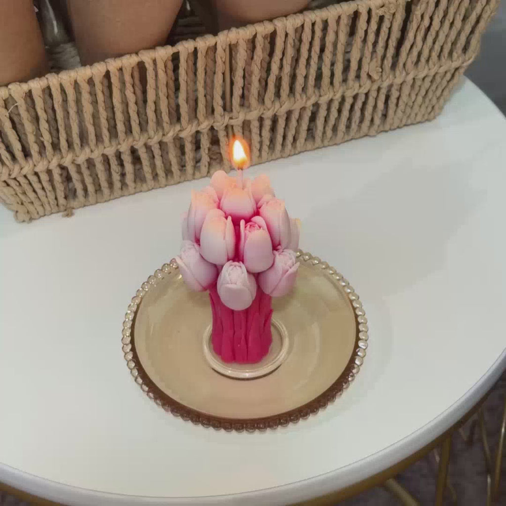 Vela Aromática Desmoldada Buquê de Tulipas 70 Gramas